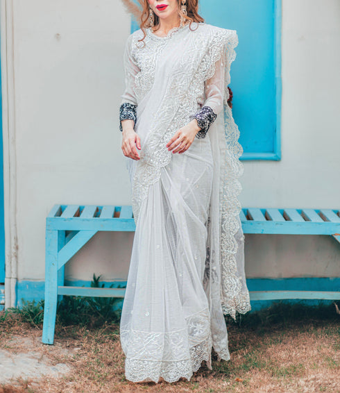 White Festive Saree ll
